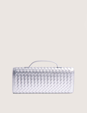 The Rose Metallic Silver Weave Rectangle Clutch Bag