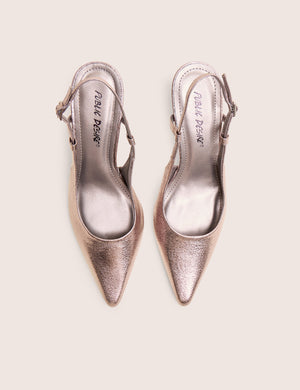 Salsa Cracked Pewter Sling Back Pointed Toe Heels