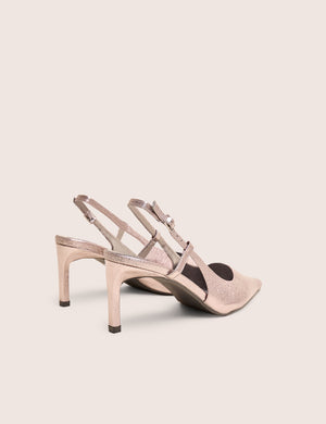 Salsa Cracked Pewter Sling Back Pointed Toe Heels