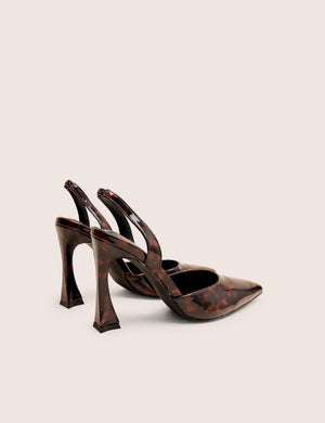 Slow Burn Amber Tortoise Sling Back Court Heels