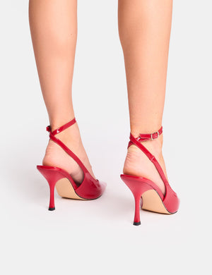 Sweet Talk Red Ankle Strap Court Heels