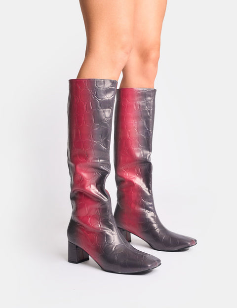 Red Knee High Boots