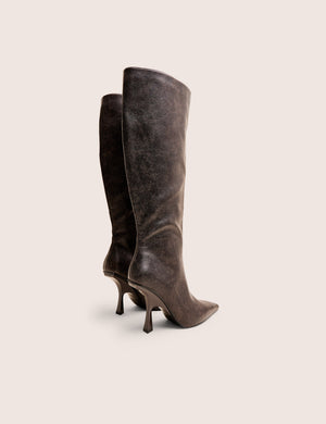 Third Date Brown Pointed Toe Knee High Boots