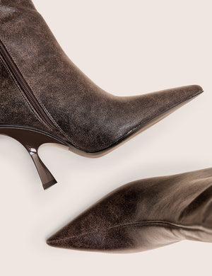 Third Date Brown Pointed Toe Knee High Boots