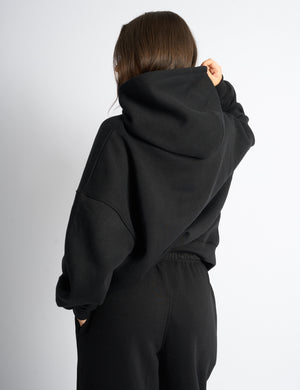 Kaiia Slogan Oversized Hoodie Black on Black