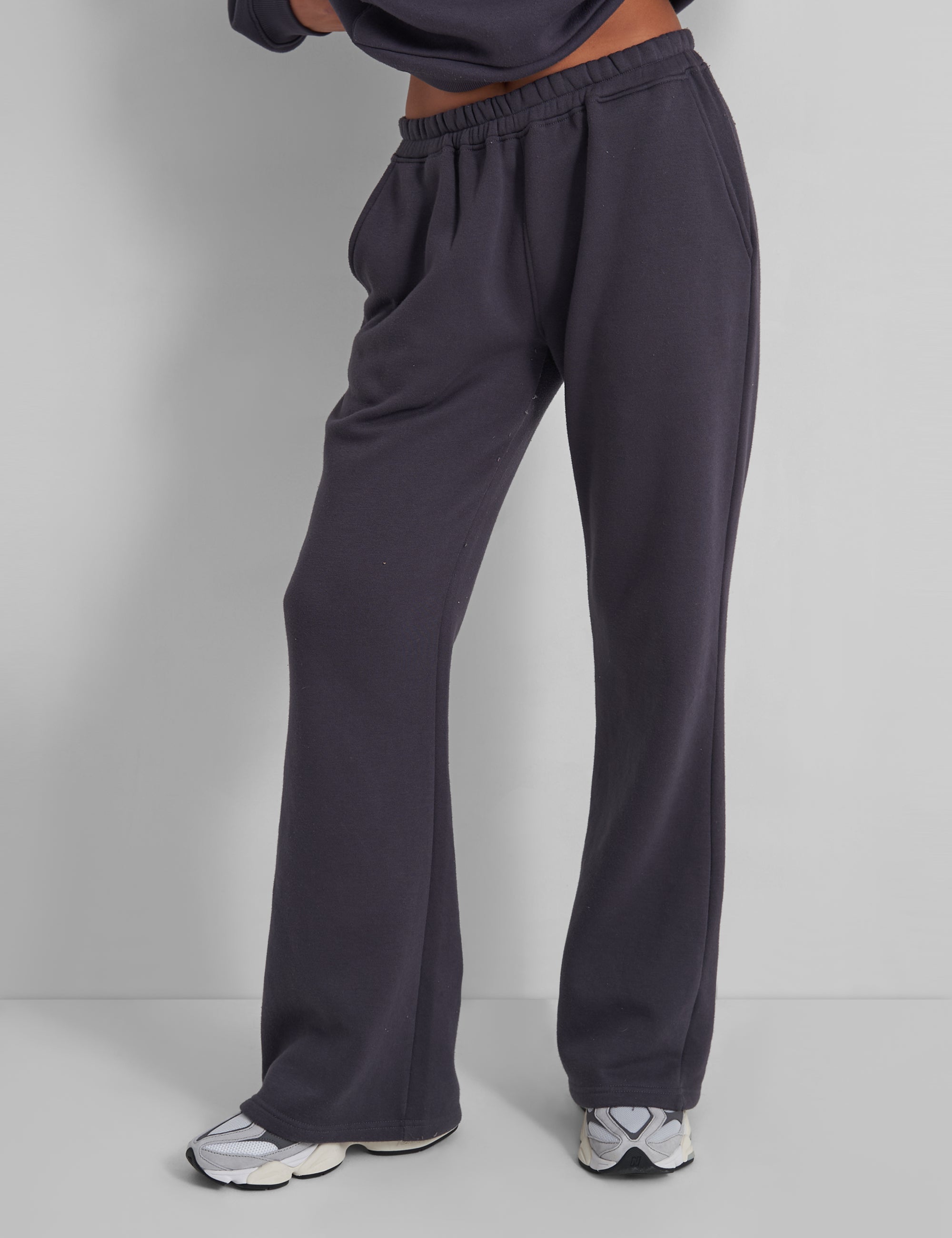 Charcoal Grey Drawstring Wide Leg Sweatpants