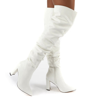 Theirs White PU Over the Knee Boots