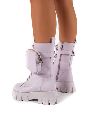 Intention Lilac Wide Fit Chunky Sole Pouch Ankle Boots