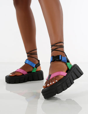 Mirage Multi Chunky Platform Lace Up Sandals