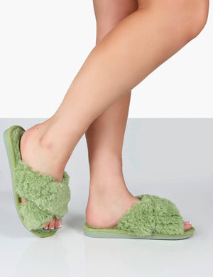 Green Strap Slippers | Public Desire