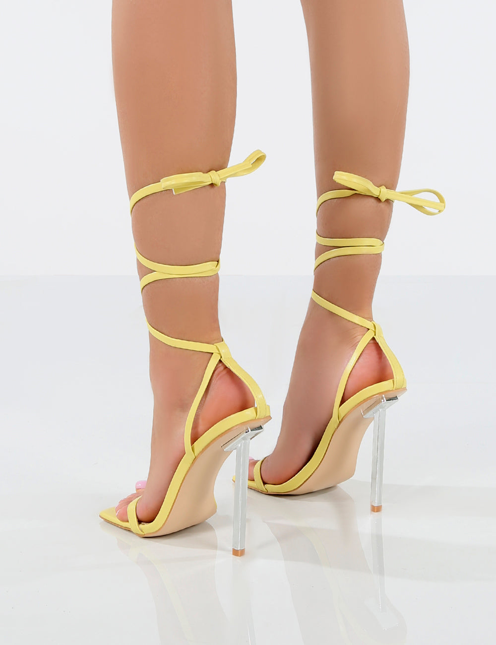 Lace up 2025 heels yellow