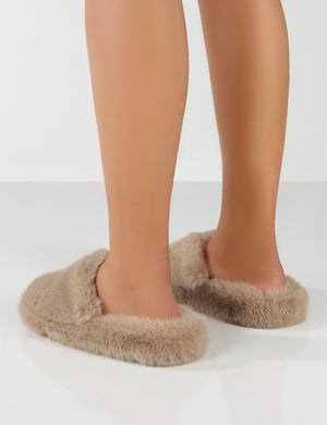 Baloo Stone Faux Fur Fluffy Slipper