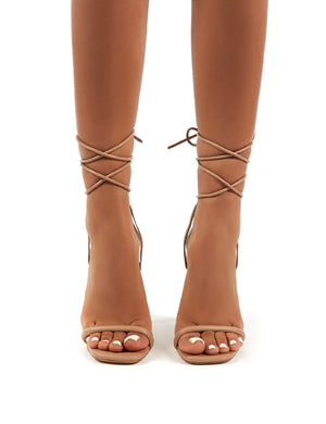 Dazed Nude PU Barely There Strappy Stiletto High Heels