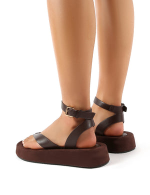 Think Choc PU Toe Strap Buckle Detail Sandals