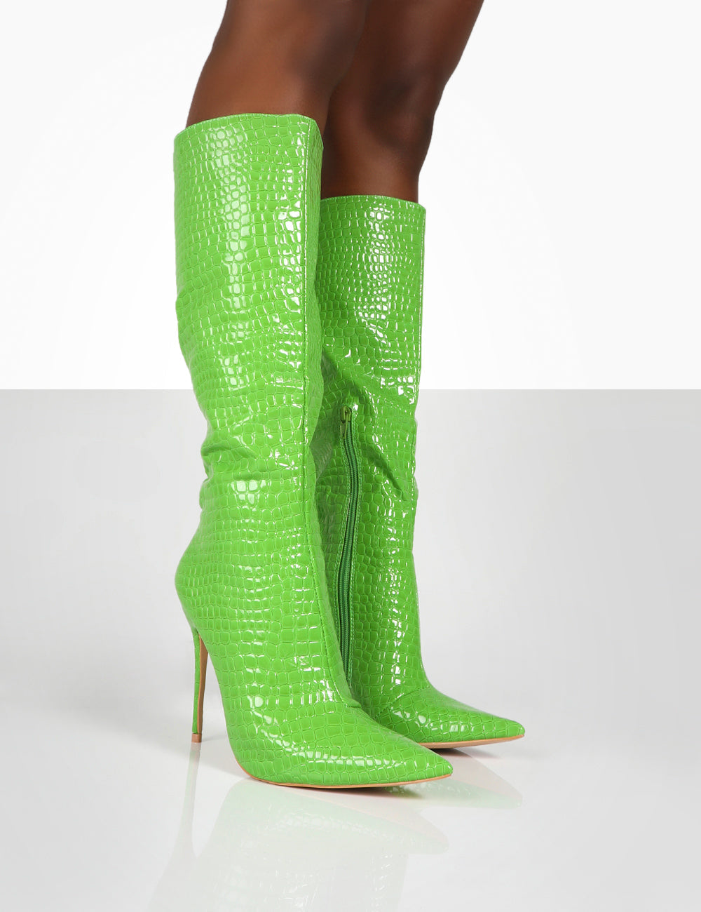 Neon green over the knee boots Clearance