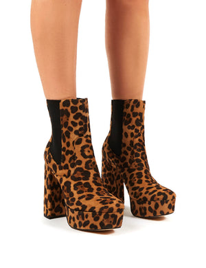 Lexie Leopard Print Faux Suede Platform Ankle Boot