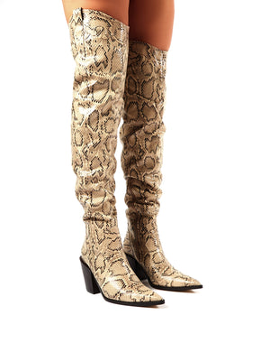 Dallas Snakeskin Western Block Heeled Over the Knee Boots