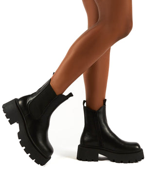 Innovator Black Chunky Sole Ankle Boots