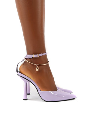 Decision Lilac Patent Anklet Detail Court Heels