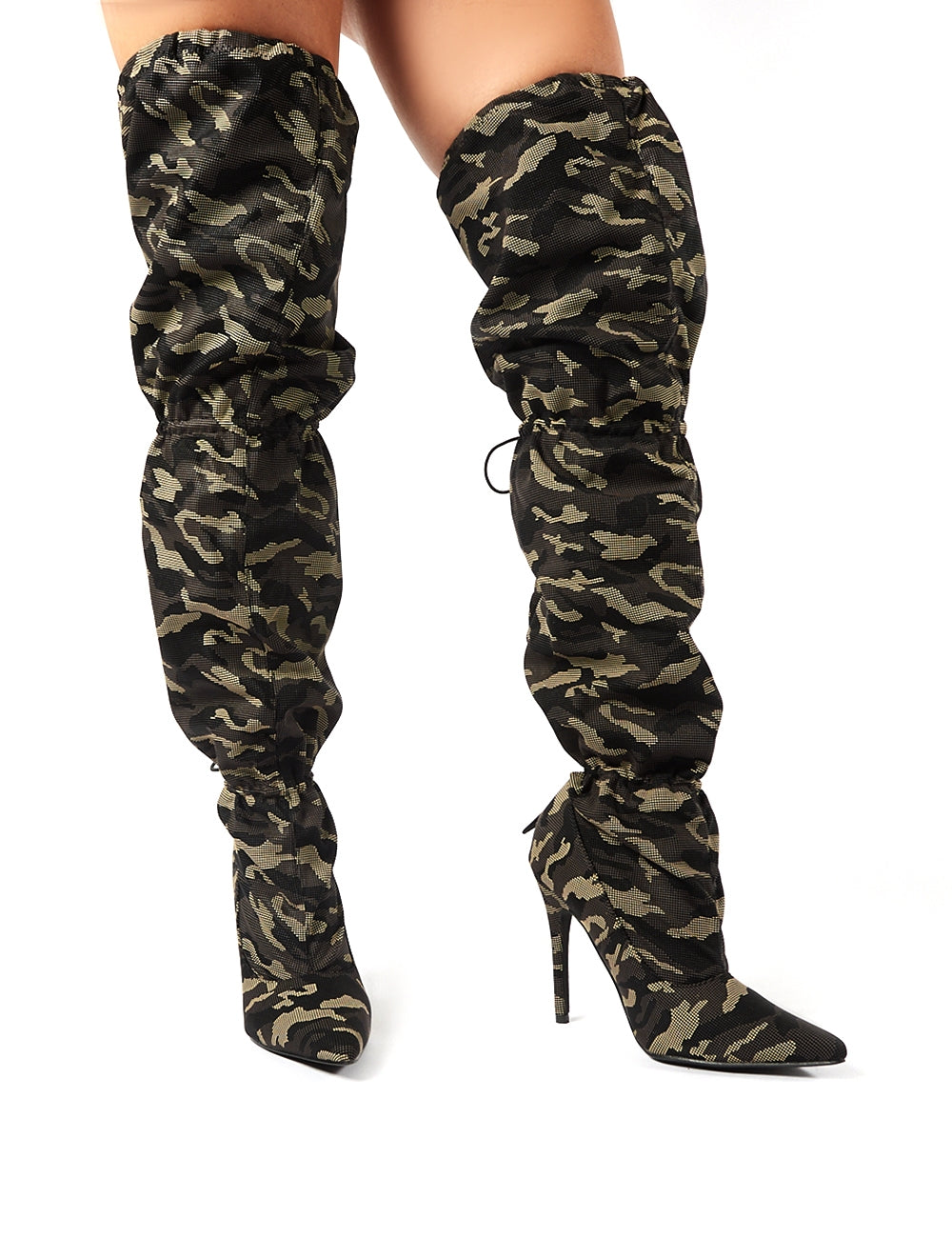 Camouflage Black Ankle Strap Detail High Heels – Tajna Club
