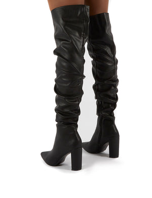 Theirs Black PU Over the Knee Boots