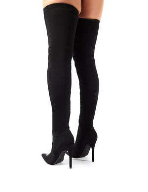 Spooked Black Glow in the Dark Skeleton Over the Knee Boots