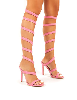 Naia Pink Spiral Wrap Around Stiletto High Heels