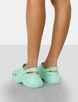 Vista Mint Green Rubber Platform Clog Sandals