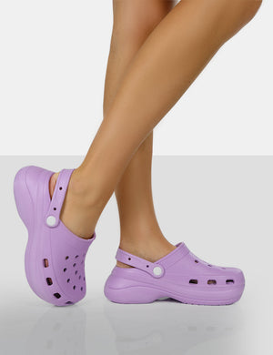 Vista Purple Rubber Platform Clog Sandals