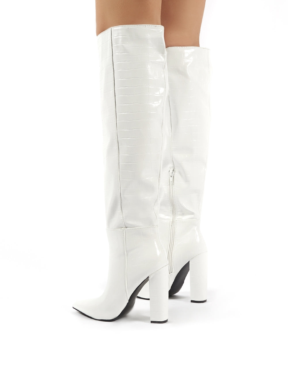 White croc outlet booties