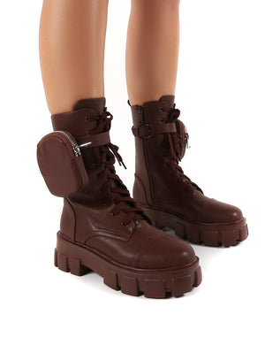 Intention Chocolate Chunky Sole Pouch Ankle Boots