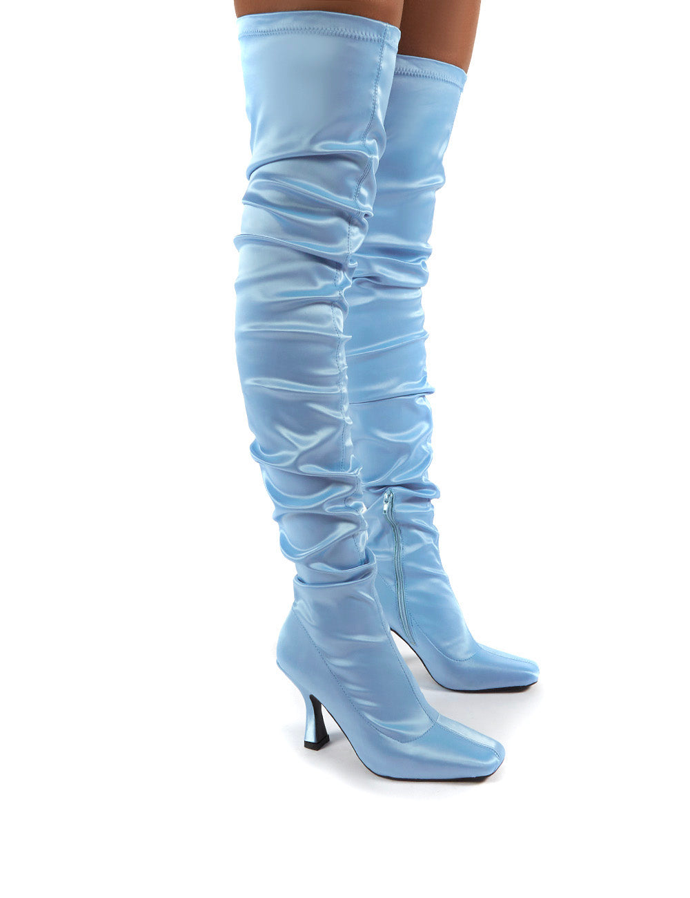 Light blue over the knee boots store