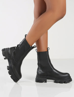 Amber x Public Desire Wonder Black Chunky Sole Ankle Boot