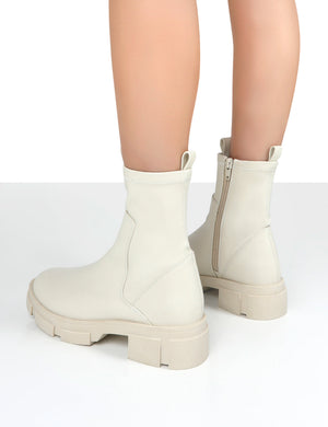 Treat White Drench Chunky Ankle Boots