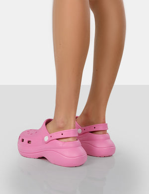 Vista Hot Pink Rubber Platform Clog Sandals