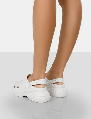 Vista White Rubber Platform Clog Sandals