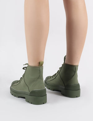 Greenland Ankle Boots in Khaki Canvas
