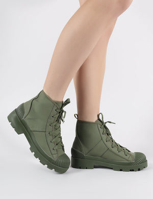 Greenland Ankle Boots in Khaki Canvas