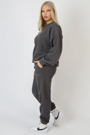 Kaiia Embroidered Joggers Washed Charcoal