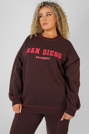 Curve San Diego Contrast Stitch Sweatshirt Aubergine