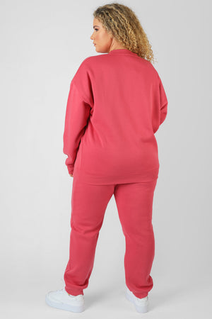 Curve Tonal Embroidery Joggers Coral