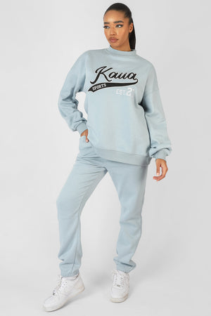 Varsity Embroidery Sweatshirt Ice Blue