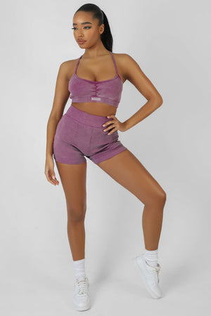 Athleisure Ribbed Booty Shorts Purple