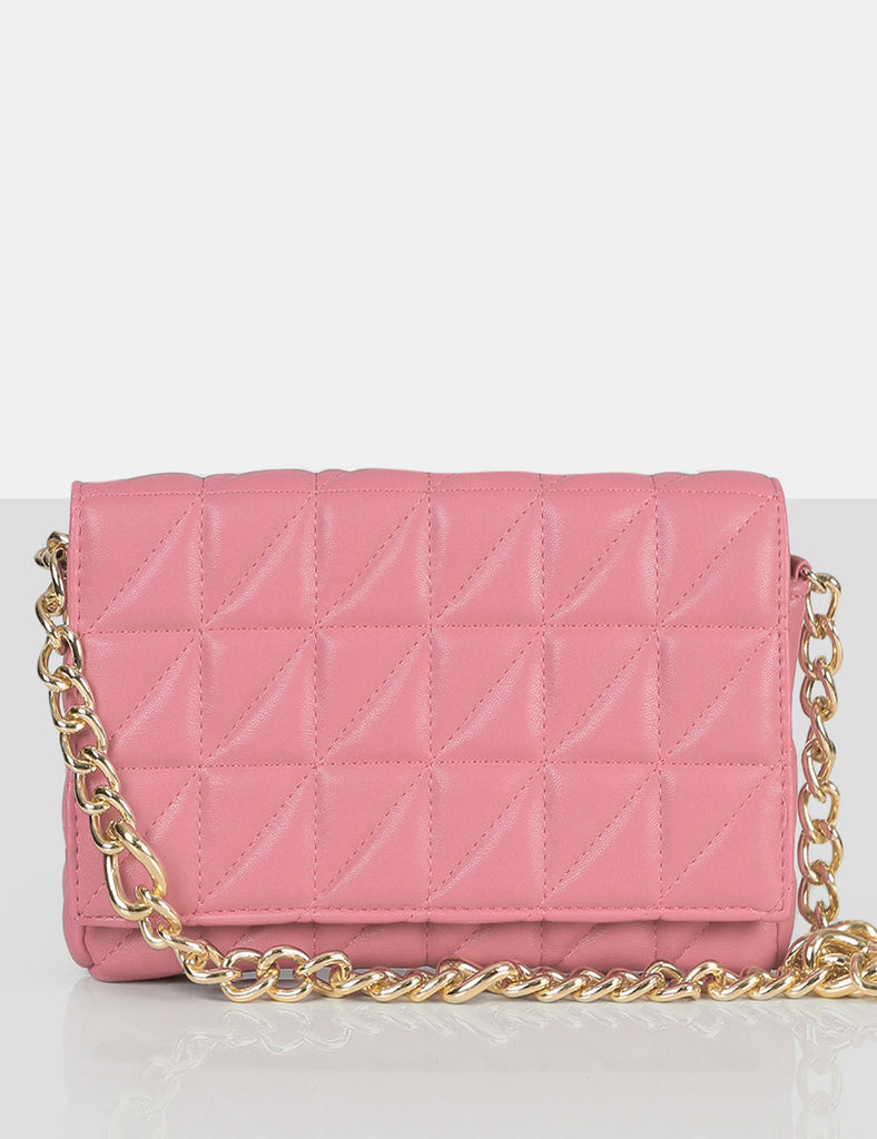 The Kahlo Pink Gold Chain Shoulder Mini Bag | Public Desire