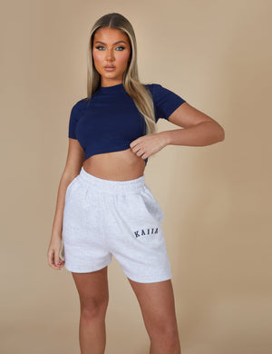 Kaiia Cropped Baby T-shirt In Navy