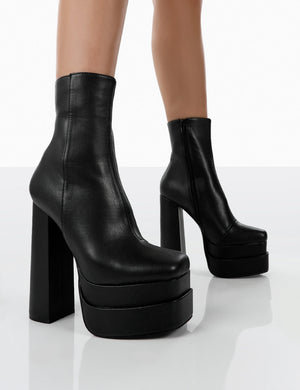 Women's Patent Leather Chunky Heels Ankle Boots