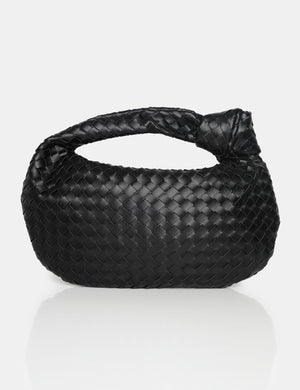 The Blame Black Woven PU Knot Detail Mini Grab Bag