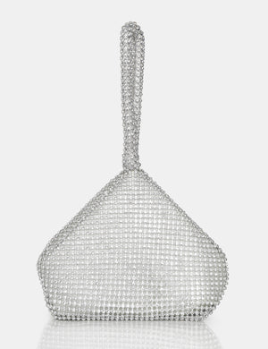 The Marilyn Silver Diamante Mini Pouch Party Bag