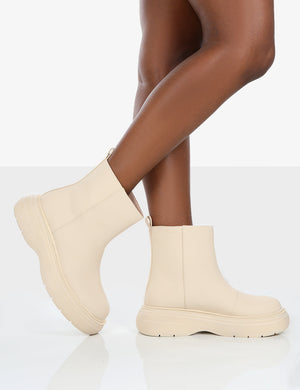 Caia Nude Chunky Sole Ankle Boot