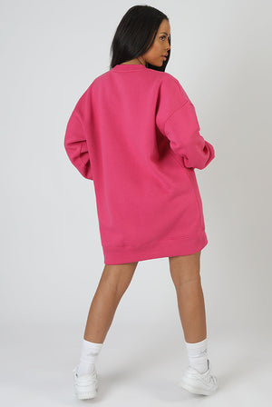 Kaiia Embroidered Sweat Dress Pink